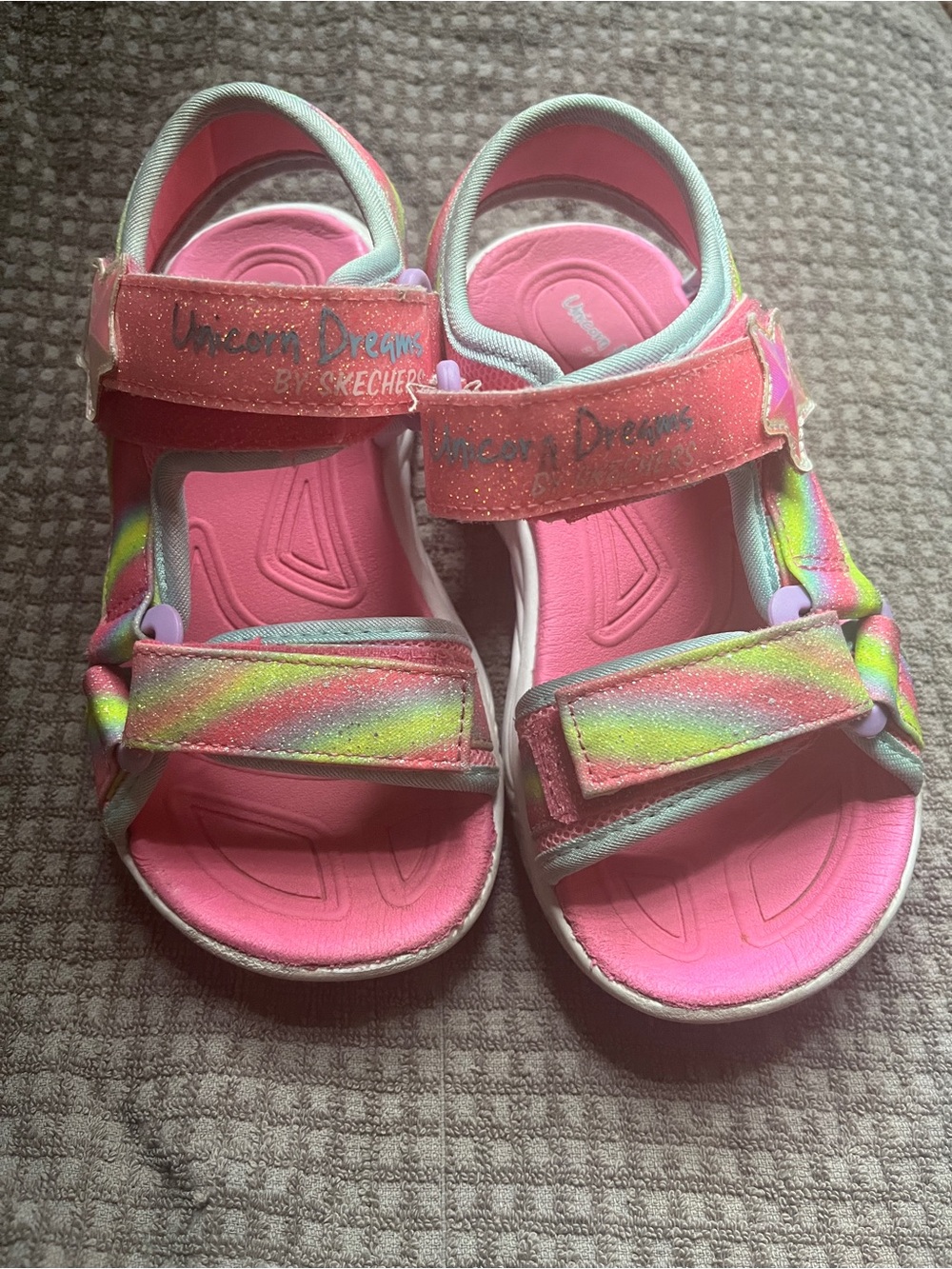 Skechers Kids Pink Glitter Rainbow Strap Sandals